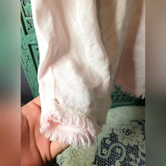 Tina Stephens | 100% Linen Fringe Tank Top | Pink | Size Small - Picture 3 of 10